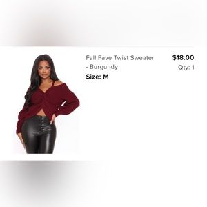 BNWT fashion nova fall fave twist sweater in burgundy
